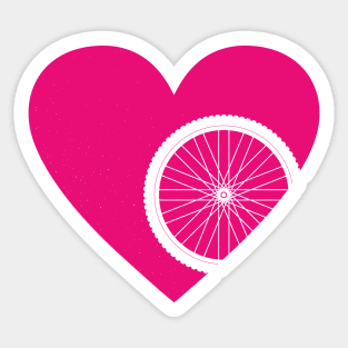 Heart with Mountain Bike Wheel for Cycling Lovers Sticker